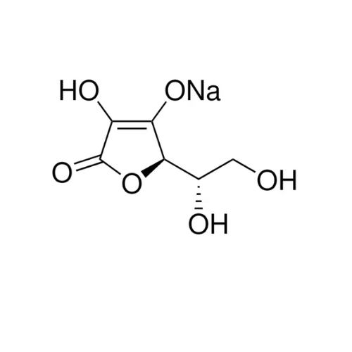 (+)-Sodium ʟ-ascorbate skeletal structure