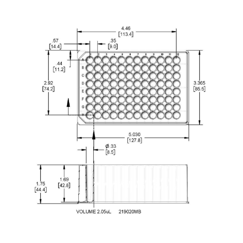 96 Deep Round Well Microplate- Dimensions