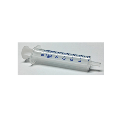 Syringe PP/PE without needle luer slip tip, centered, capacity 5 mL, graduated, 0.2 mL, sterile, 100pk