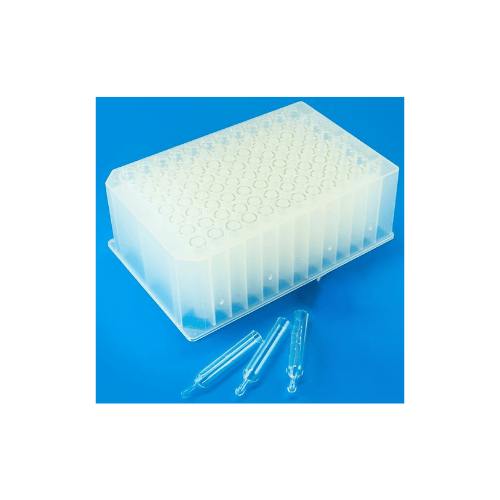 96 Round Deep Well Magnetic Base Plate, 2mL with 1mL Flat-Tip Glass Inserts, 8x45mm | Porvair Sciences