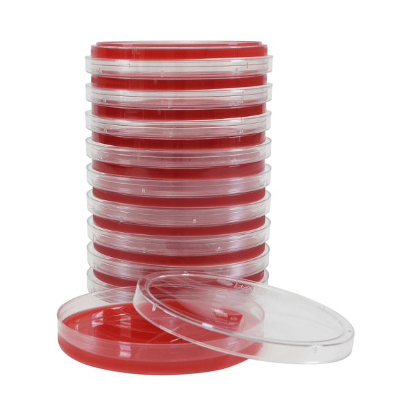 Columbia Blood Agar (5% Sheep Blood), 15 × 100 mm, 18 mL | Hardy Diagnostics | 10 Plates