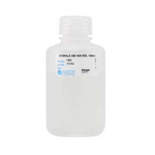 Sterile Deionized Water in 100 mL Polypropylene Bottle