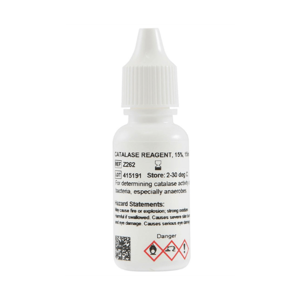 SpotDrops™ Catalase Reagent for Anaerobes, 15% Hydrogen Peroxide, 15 mL | Hardy Diagnostics